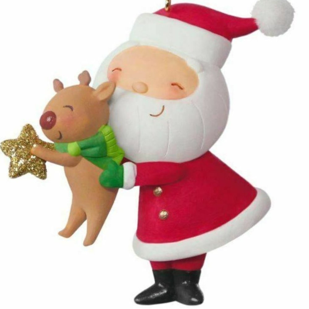 2017 Hallmark KRINGLE AND KRIS #4 Fourth in the Series SANTA & REINDEER Ornament - Picture 1 of 4